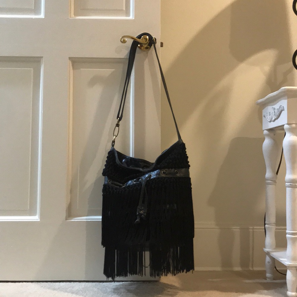 Cleobella black fringe shoulder bag